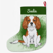 Blenheim Cavalier King Charles Spaniel Op Groen Grote Kerstsok (Achterkant)
