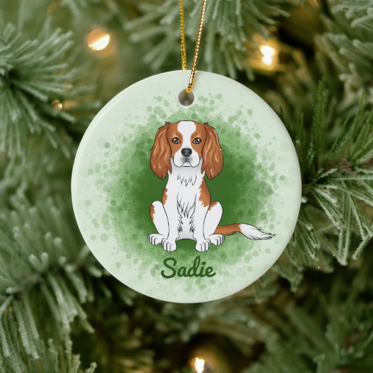 Blenheim Cavalier King Charles Spaniel Op Groen Keramisch Ornament (Boom)