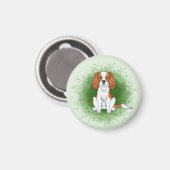 Blenheim Cavalier King Charles Spaniel Op Groen Magneet (Voorkant / Achterkant)