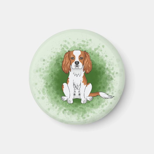 Blenheim Cavalier King Charles Spaniel Op Groen Magneet (Voorkant)