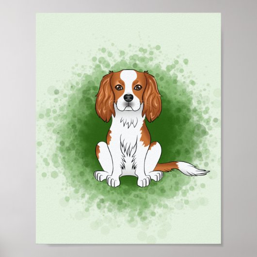 Blenheim Cavalier King Charles Spaniel Op Groen Poster (Voorkant)