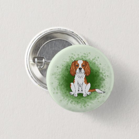 Blenheim Cavalier King Charles Spaniel Op Groen Ronde Button 3,2 Cm (Voorkant /achterkant)
