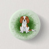 Blenheim Cavalier King Charles Spaniel Op Groen Ronde Button 3,2 Cm (Voorkant)