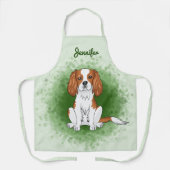 Blenheim Cavalier King Charles Spaniel Op Groen Schort (Voorkant)