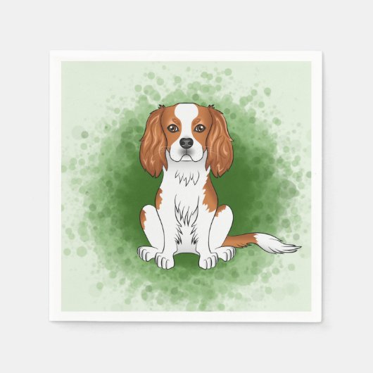 Blenheim Cavalier King Charles Spaniel Op Groen Servet (Voorkant)