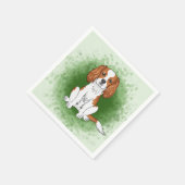 Blenheim Cavalier King Charles Spaniel Op Groen Servet (Hoek)
