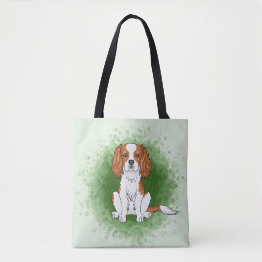 Blenheim Cavalier King Charles Spaniel Op Groen Tote Bag (Voorkant)