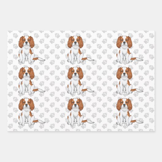Blenheim Cavalier King Charles Spaniel Pattern Inpakpapier Vel (Voorkant)