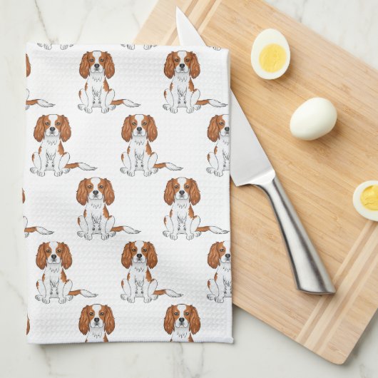 Blenheim Cavalier King Charles Spaniel Pattern Theedoek (Quarter Fold)