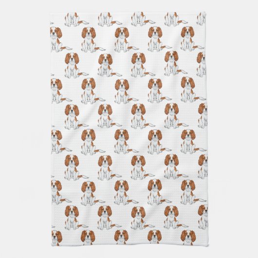 Blenheim Cavalier King Charles Spaniel Pattern Theedoek (Verticaal)
