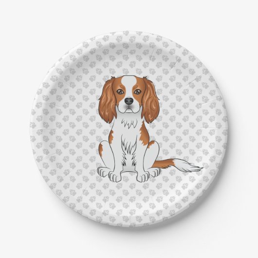 Blenheim Cavalier King Charles Spaniel & Paws Papieren Bordje (Voorkant)