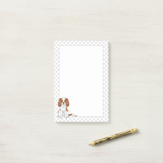 Blenheim Cavalier King Charles Spaniel & Paws Post-it® Notes (Op bureau)