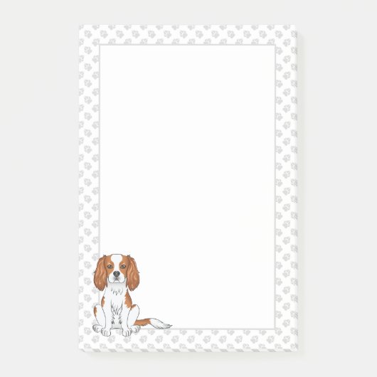Blenheim Cavalier King Charles Spaniel & Paws Post-it® Notes (Voorkant)