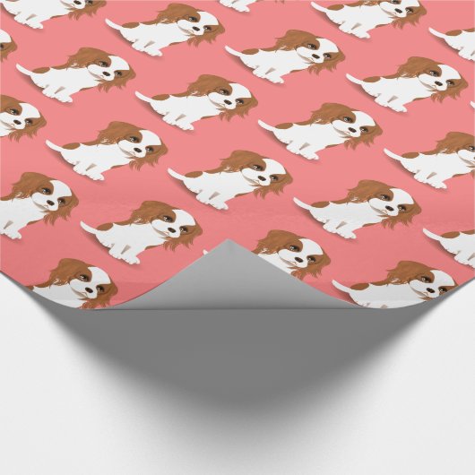 Blenheim Cavalier King Charles Spaniel Pink Cadeaupapier (Hoek)