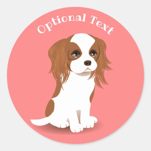Blenheim Cavalier King Charles Spaniel Pink Ronde Sticker (Voorkant)