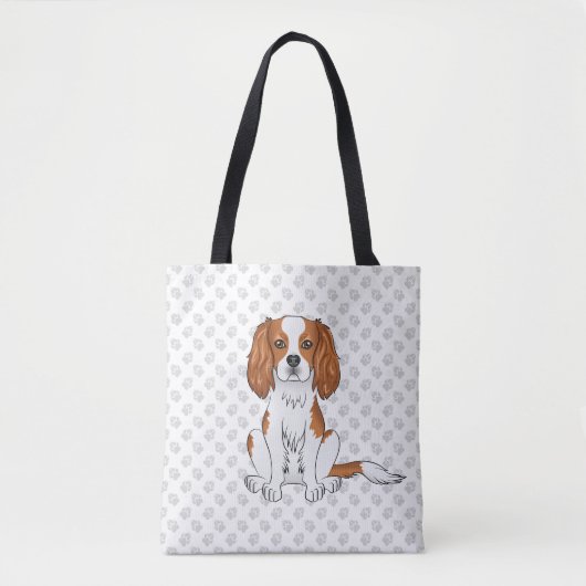 Blenheim Cavalier King Charles Spaniel & Pootjes Tote Bag (Voorkant)