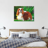 Blenheim Cavalier King Charles Spaniel Puppy Dog Canvas Afdruk (Insitu (Slaapkamer))