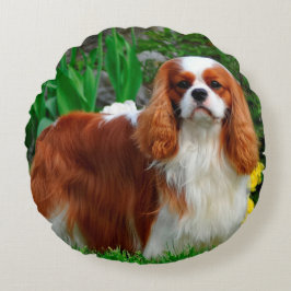 Blenheim Cavalier King Charles Spaniel Puppy Dog Rond Kussen