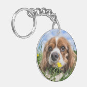 Blenheim Cavalier King Charles Spaniel Puppy Dog Sleutelhanger (Voorkant Links)