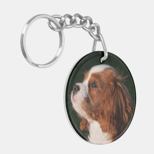 Blenheim Cavalier King Charles Spaniel Puppy Dog Sleutelhanger (Voorkant Links)