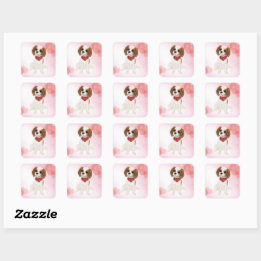 Blenheim Cavalier King Charles Spaniel Puppy Vierkante Sticker