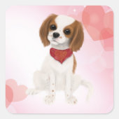 Blenheim Cavalier King Charles Spaniel Puppy Vierkante Sticker (Voorkant)