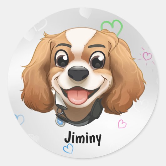 Blenheim Cavalier King Charles Spaniel Ronde Sticker (Voorkant)