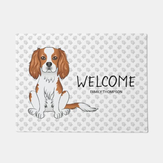 Blenheim Cavalier King Charles Spaniel & Tekst Deurmat (Voorkant)