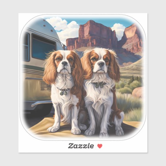 Blenheim Cavalier King Charles Spaniels RV Sticker (Vel)
