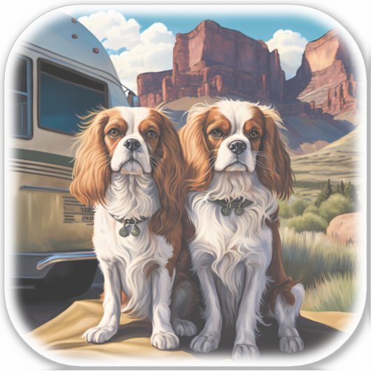 Blenheim Cavalier King Charles Spaniels RV Sticker (Voorkant)