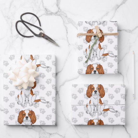 Blenheim Cavalier King Charles Spaniepatter Inpakpapier Vel (Voorkant)