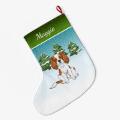 Blenheim Cavalier koning Charles spaniel in de win Grote Kerstsok (Achterkant (Hangend))