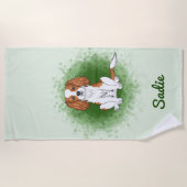 Blenheim Cavalier koning Charles spaniel over groe Strandlaken (Voorkant)