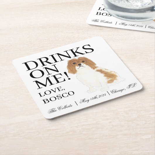 Blenheim, Cavalier Koning Charles Spaniel Trouwen Kartonnen Onderzetters (Schuin)