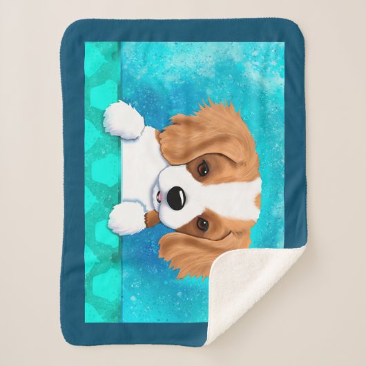 Blenheim Cavalier Spaniel Puppy Sherpa Deken (Voorkant)