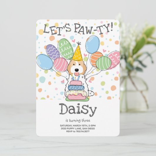 Blenheim Cockapoo Cavapoo Hond Verjaardagsfeest Kaart (Staand voorkant)
