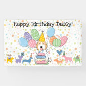 Blenheim Cockapoo Cavapoo Hond Verjaardagsfeestje Spandoek (Horizontaal)
