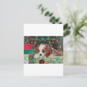 Blenheim kerstpapuppy feestdagenkaart (Staand voorkant)