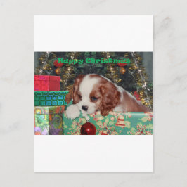 Blenheim kerstpapuppy feestdagenkaart