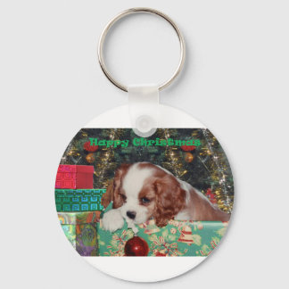 Blenheim kerstpapuppy sleutelhanger