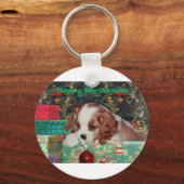 Blenheim kerstpapuppy sleutelhanger (Voorkant)