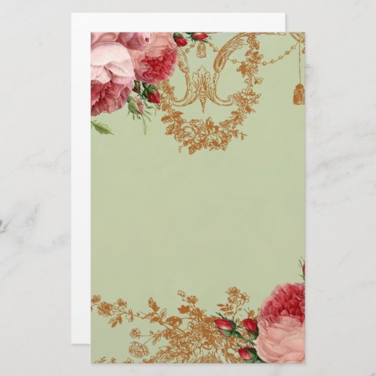 Blenheim Roos - Elegant Sage Green - Personal Briefpapier (Voorkant / Achterkant)