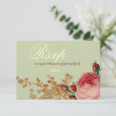 Blenheim Roos- Elegante Saliegroene RSVP Kaart (Staand voorkant)