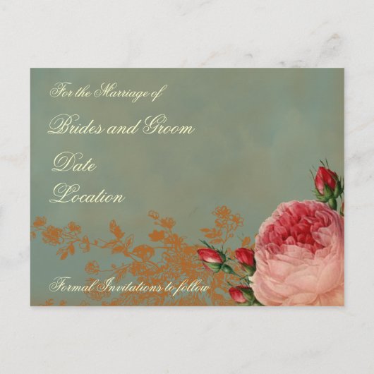 Blenheim Roos Save the Date Aankondigingskaart (Achterkant)