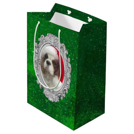 Blenheim Santa Cavalier Spaniel Gift Bag  Medium Cadeauzakje (Achterkant Gekanteld)