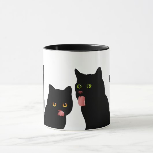 Blep! Black Cats Licking Windows Mok (Midden)