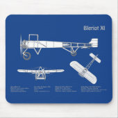 Bleriot XI - Vliegtuigblauwdruk Tekenplannen ABD Muismat (Voorkant)