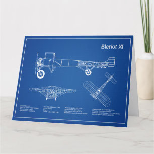 Bleriot XI - Vliegtuigblauwdruk Tekenplannen AD Bedankkaart