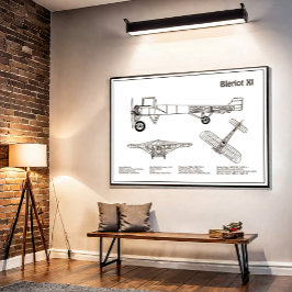 Bleriot XI - Vliegtuigblauwdruk Tekenplannen BD Poster