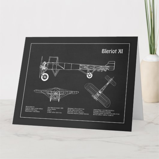 Bleriot XI - Vliegtuigblauwdruk Tekenplannen PD Bedankkaart (Voorkant)